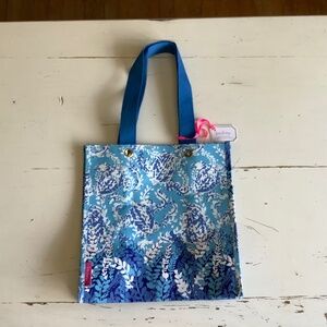 Lilly Pulitzer Market Tote TURTLEY AWESOME BLUE Shopper Bag Reuse ECO NWT RARE!!